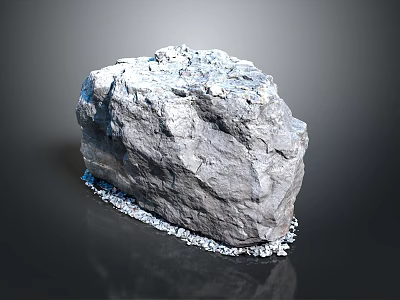 Small Animal Hiding Near Gray Rock With Gravel In Dark Background 3d model