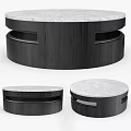 Round Coffee Table With Marble Top And Wooden Base Modern Design 3d model
