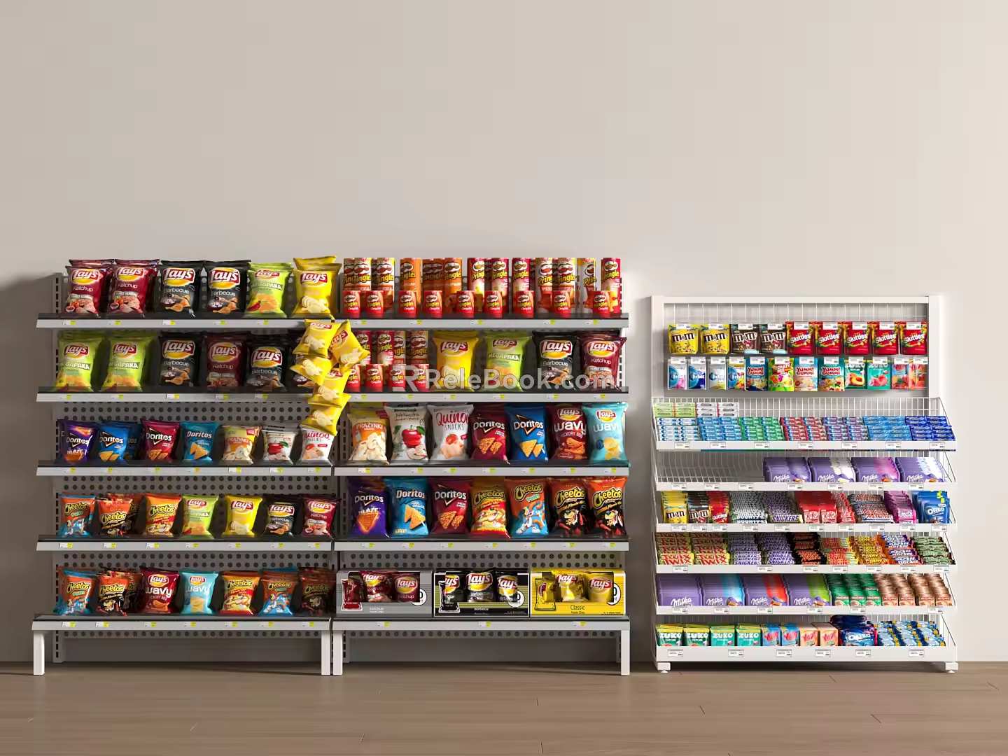 Shelf Display Cabinet Bagged Snacks Supermarket Shelf Fangtong Hook Shelf 3d model