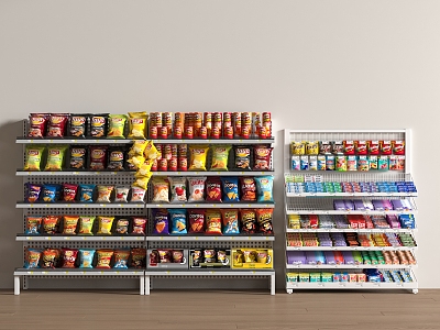 Shelf Display Cabinet Bagged Snacks Supermarket Shelf Fangtong Hook Shelf 3d model