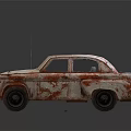 Rusty Old Classic Sedan With Weathered Paint And Vintage Design Features 3d model