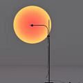 Modern Colorful Floor Lamp with Black Stand and Spherical Shade in Pink Yellow Blue Tones