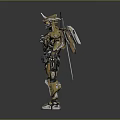 Futuristic Warrior In Golden Yellow Mech Suit With Advanced Armor Details