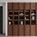 Modern Wooden Decorative Cabinet With Multiple Shelves Books And Decorative Items