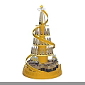 Golden Multi Tiered Display Structure With Spiral Design Decorative Top And Base For Items 3d model