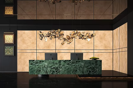 Modern Hotel Front Desk Bar Reception 3d model