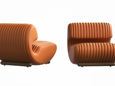 Orange Striped Lazy Sofa With Modern Design And Comfortable Cushioned Seat 3d model