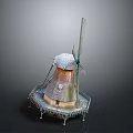 Detailed Windmill Model Equipment With Rotating Blades Tower And Metal Base