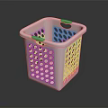 White Plastic Laundry Basket With Perforated Dot Design And Side Handles For Home Organizing