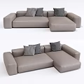 Modern Light Gray Sectional Sofa With Comfortable Upholstery And Patterned Pillows 3d model