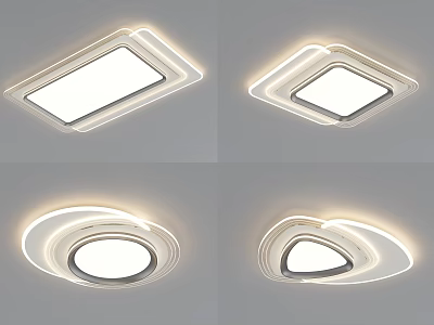 Modern LED Ceiling Lights with Various Shapes Sleek Design Illuminated Edges for Home Interior 3d model