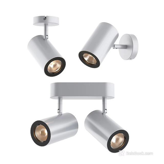 Modern Sleek Aluminum Downlights And Spotlights For Ceiling Lighting Design 3d model 