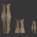 Organ And Hair Inspired Textured Decorative Metallic Objects In Silver Gold Finish With Three Sizes