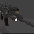 Tactical Rifle With Optical Scope Tactical Flashlight And Modern Military Design