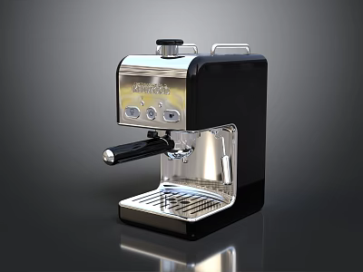 Modern Black And Silver Espresso Machine Kitchen Appliance With Control Panel 3d model