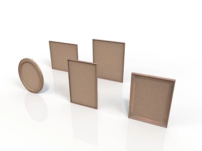 Stylish Decorative Picture Frames with Round and Square Shapes in Neutral Beige for Home Decoration 3d model