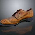 Men's Brown Leather Brogue Shoes with Lace Up Design and Perforated Details