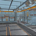 Industrial Sci-Fi Interior With Metal Structures Pipes Platforms Staircases And Grid-Patterned Floor 3d model
