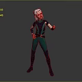 3D Fantasy Creature With White Hair Pointed Ears Green Bodysuit And Confident Stance