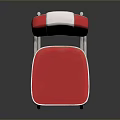 Stylish Single Chair With Red White Backrest Red Seat Cushion And Metal Legs