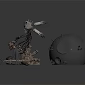 Advanced Mechanical Equipment with Robotic Arms Spherical Body Sensor Components and Industrial Sci Fi Style