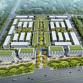 Modern Industrial Park Layout With Buildings Green Areas And Road Network