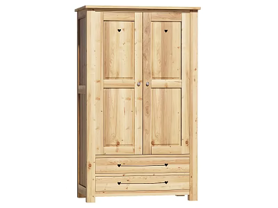Light Wood Color Wooden Decorative Cabinet With Heart Patterned Doors And Drawers 3d model