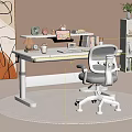 Modern Height Adjustable Kids Study Desk With Ergonomic Chair And Practical Upper Storage Shelves