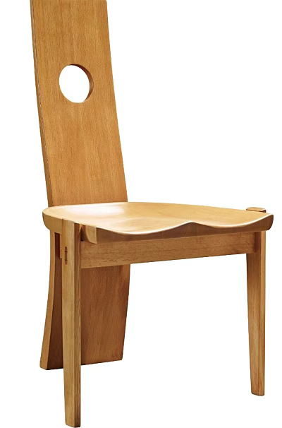 Solid Wood Dining Chair with Curved Seat and Backrest for Home Kitchen in Minimalist Style 3d model
