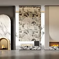 Modern fireplace background wall modeling wall 3d model