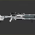 Modern Sniper Rifle With Powerful Scope Silver Body And Blue Accent Lines On Smooth Surface