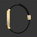 Elegant Modern Golden Case Black Strap Watch With Transparent Dial Design 3d model