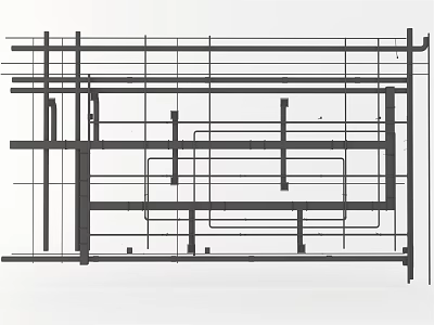 Industrial Piping System Structural Layout With Metal Framework And Engineering Design Elements 3d model