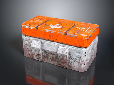 Orange Vintage Storage Box With Worn Design For Home Storage Needs 3d model