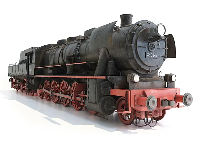 Vintage Steam Train With Black Body Red Wheels Chimney And Headlights 3d model Vintage Steam Train With Black Body Red Wheels Chimney And Headlights 3d model