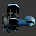 Vintage Blue Biplane With Wooden Struts Propeller And Detailed Side View Design