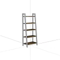 Ladder Style Display Shelf With Multi Tiered Wooden Shelves And Blue Frame
