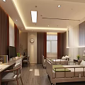 Modern Hospital Ward Interior With Beds Desk Chair Curtains TV Clock