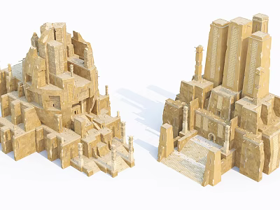 Ancient Architecture Stone Structures With Traditional Historical Design And Classical Elements 3d model