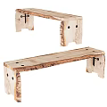 Rustic Natural Wood Stools With Metal Hardware Smooth Surface And Handcrafted Design