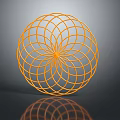 Orange Spherical Geometric Decorative Ornament Set With Wire Frame And Symmetrical Pattern