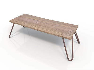 Rustic Wooden Table With Metal Legs For Modern Home Furniture Decor 3d model