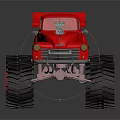 Red Monster Truck With Large Black Tires Red Wheels And Exposed Engine
