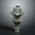 Traditional Carved Stone Lantern With Tiered Structure And Ornate Details