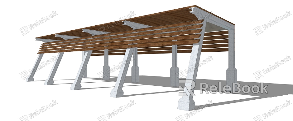 Now the outdoor landscape corridor structure 3d model 