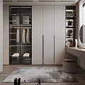 Modern Walk In Closet With Glass Doors Vanity And Storage
