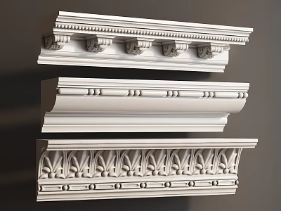 Different Styles Of Crown Molding With Ornate Patterns For Interior Decor 3d model