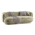 Plush Curved Linen Loveseat Sofa With Decorative Pillows And Tassel Throws For Cozy Living Room