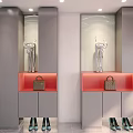 Gray Orange Modern Entryway Side Cabinet With Mirror Handbag And Shoes Storage