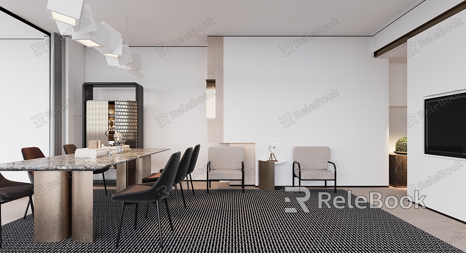 Modern Restaurant Dining Table and Chair Chandelier model